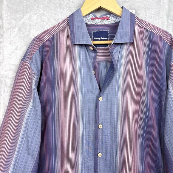 Tommy Bahama Striped 100% Cotton Shirt Men Size LT Colorful Button Up Causal - Picture 2 of 12